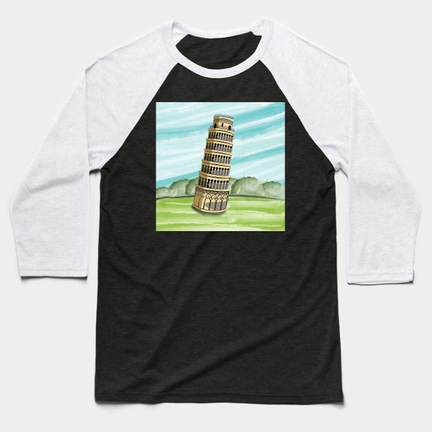 Leaning Tower Of Pisa Baseball T-Shirt by Designoholic